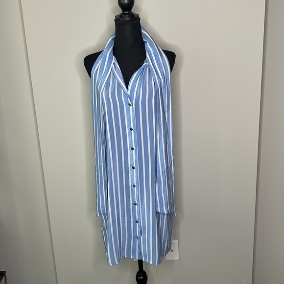 Hunter Dixon Anthropologie 100% Silk Sleeveless Mini Dress Bow Tie Size Medium - Picture 2 of 10